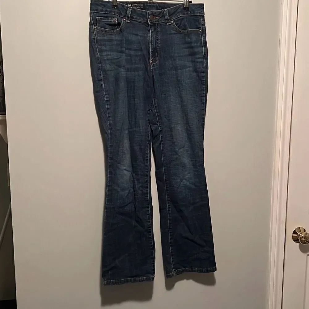 Lee Modern Series Women's Blue Dark Wash Curvy Fit Bootcut Denim Jeans Size 12